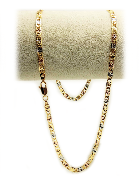 Water-resistant gold-plated laminated tricolor chain - 50 cm