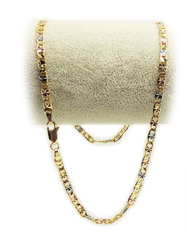 Water-resistant gold-plated laminated tricolor chain - 45 cm