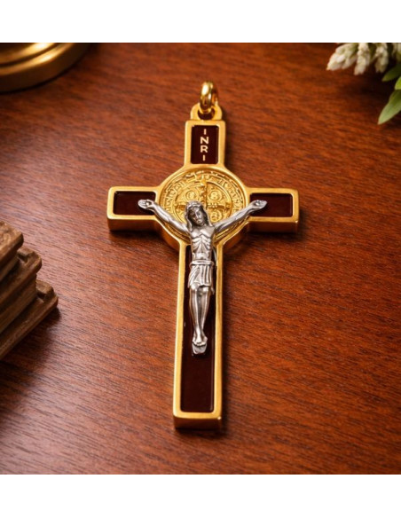 Benediktus Kreuz Gold 3x5 cm – Schutz