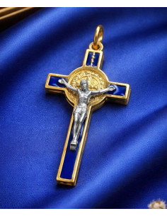Saint Benedict Cross Gold Tone Black Enamel 5 cm