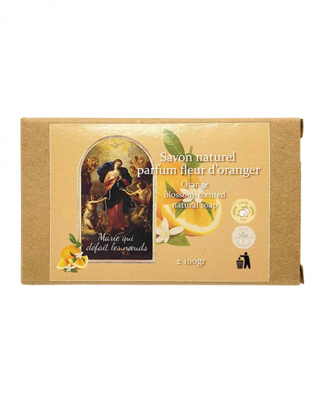 Sapone artigianale con Maria che scioglie i nodi al profumo di fiori d'arancio