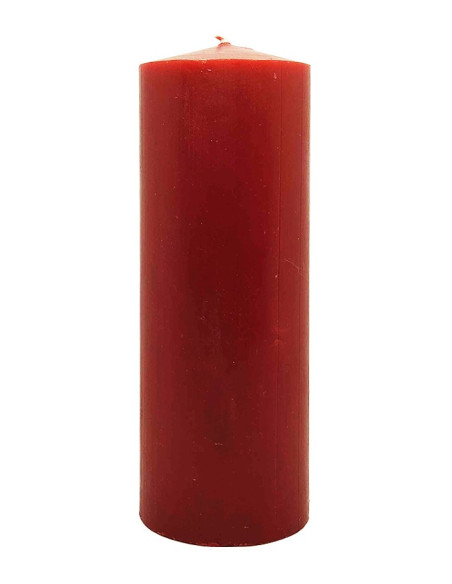 Bougie colorée dans la masse rouge bordeaux 7 x 20 cm
