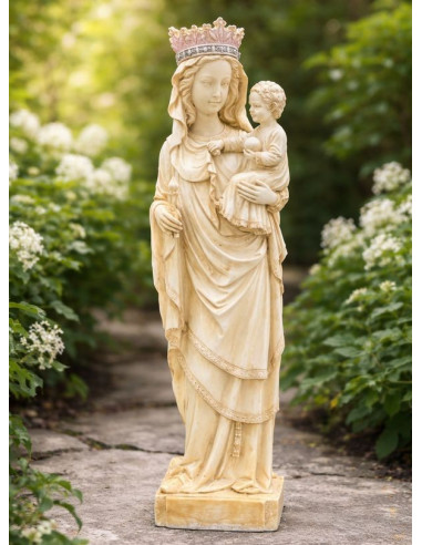 Statue Notre-Dame de Paris couronne colorée 50 cm – Statue Vierge Marie résine
