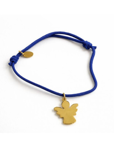Bracciale angelo custode blu in acciaio 316L placcato oro