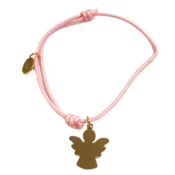 Bracciale Angelo Protettore – Cordino Rosa & Acciaio Inossidabile Placcato Oro