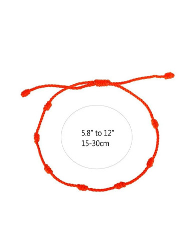 Bracciale rosso 7 nodi regolabile – simbolo portafortuna