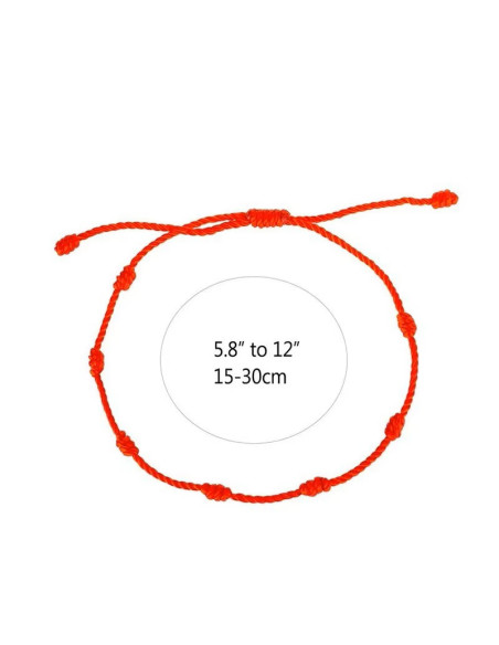 Bracciale rosso 7 nodi regolabile – simbolo portafortuna