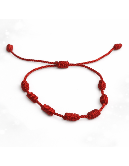 Bracciale rosso 7 nodi regolabile – simbolo portafortuna