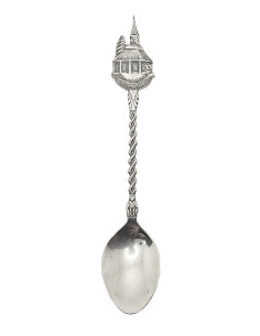 Small Souvenir Spoon - Our Lady of Banneux Chapel - Silver Interlaced Design