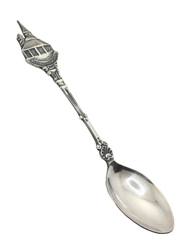 Cuillère souvenir Banneux, chapelle et coquillage argenté – 12 cm