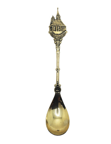 Small Souvenir Spoon - Our Lady of Banneux Chapel - Gold-Plated Seashell