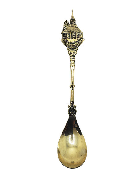Small Souvenir Spoon - Our Lady of Banneux Chapel - Gold-Plated Seashell