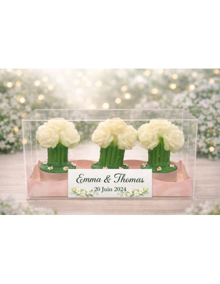 White daffodil flower candle - 3 pieces