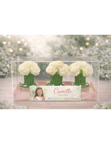 White daffodil flower candle - 3 pieces