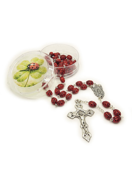 Chapelet coccinelle rouge - Rosaire avec médaille miraculeuse