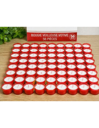 Velas votivas rojas 6h – Pack 56 unidades 55x35 mm