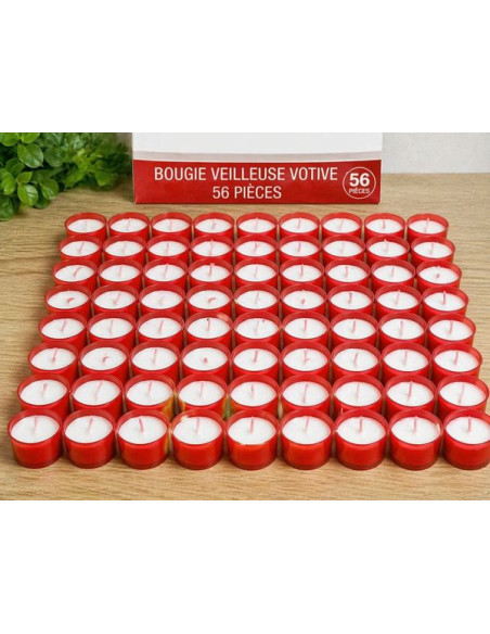 Red Votive Candles 6h – Pack of 56 (55x35 mm)