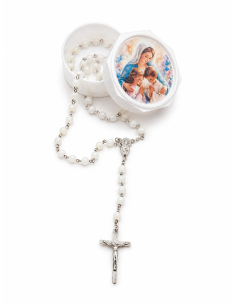 Rosenkranz Perlmutt Jungfrau Maria 45 cm – 5 mm Perlen | Religiöses Geschenk