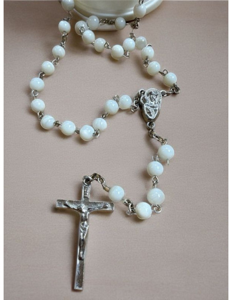 Rosario madreperla Vergine Maria 45 cm – Perle 5 mm | Regalo religioso