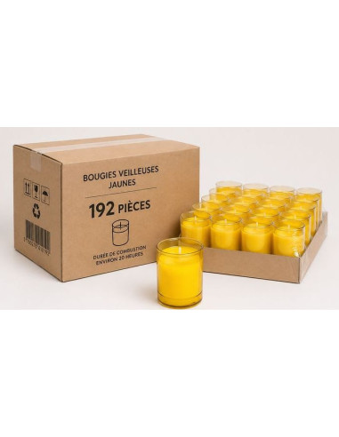 Gelbe Teelichter 20h – 192 Stück professionelle Qualität
