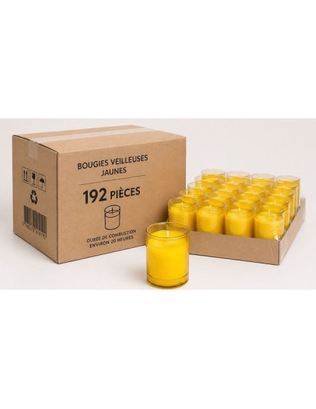 Yellow Tealight Candles 20h – Pack of 192 Professional Quality