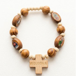Houten Medjugorje-tientjesarmband