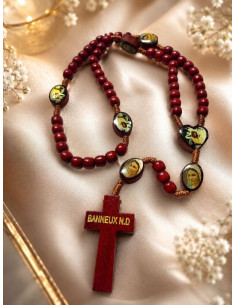 Rosario de Madera Rojo Oscuro – Virgen de Banneux y Medjugorje