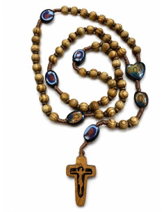 Rosario de madera de olivo Soufanieh e icono