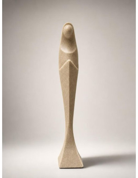 Modern Virgin Mary Statue in Speckled Brown Granite 16 cm | Handmade