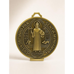 Medalla de San Benito para apoyar o colgar &Oslash;13 cm &ndash; Bronce envejecido