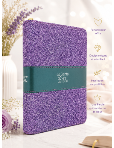 Bible Louis Segond 1910 Pailletée Violette – Paroles de Jésus en Rouge