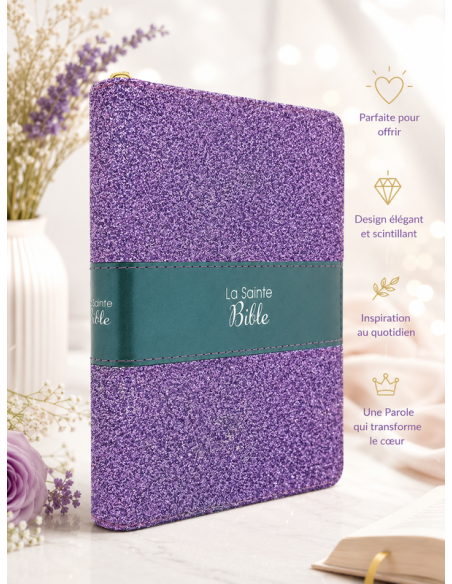 Bible Louis Segond 1910 Pailletée Violette – Paroles de Jésus en Rouge