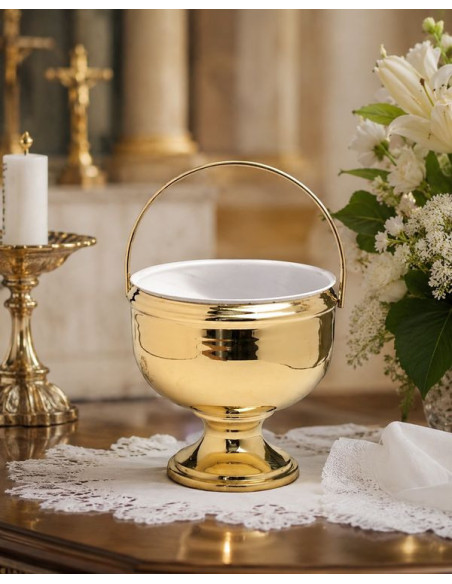 Cubo para Agua Bendita de Latón Dorado 0,5 L – Accesorio Litúrgico