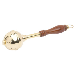 Hisopo artesanal de latón dorado y madera – 29 cm