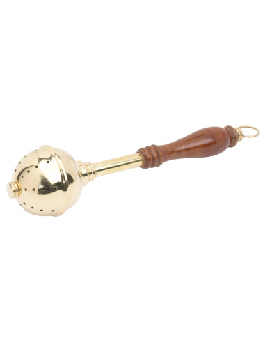 Aspersorio Liturgico in Ottone Dorato e Legno 29 cm – Artigianale