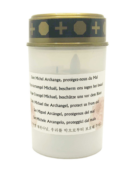 LED-Kerze mit dem Erzengel Michael - Friedhofskerze