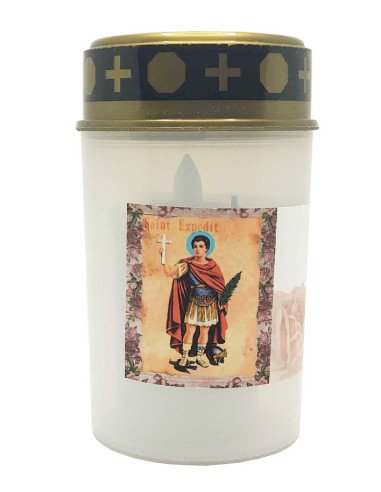 Bougie LED extérieure Saint Expédit – Veilleuse de prière et de protection