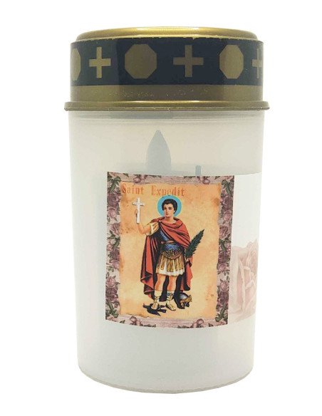 Bougie LED extérieure Saint Expédit – Veilleuse de prière et de protection