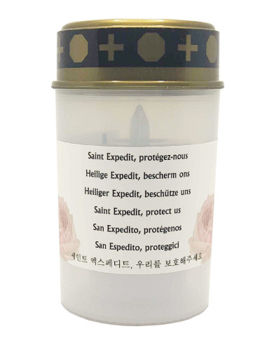 Vela LED exterior San Expedito – Luz de oración para protección y recogimiento