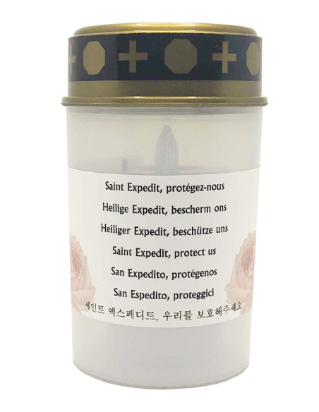 Bougie LED extérieure Saint Expédit – Veilleuse de prière et de protection