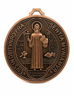 Grande medaglia murale San Benedetto bronzo antico Ø13 cm – Protezione