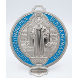 Gran Medalla de San Benito esmaltada con soporte &ndash; Protecci&oacute;n y bendici&oacute;n &Oslash; 13 cm