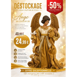 Handmade Gold and Ivory Angel with Harp and Dove – 42 cm