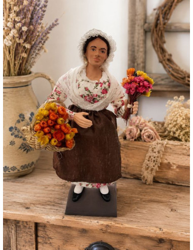 Woman with Flowers Santon 30 cm | Santonnier Campana | Handmade