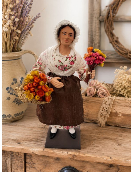 Woman with Flowers Santon 30 cm | Santonnier Campana | Handmade
