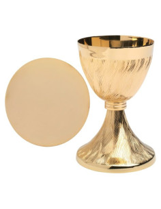 Calice liturgique en laiton doré avec patène – 17 cm – 300 ml