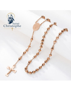 Rosario San Benedetto acciaio inox oro rosa 64 cm | Collana religiosa