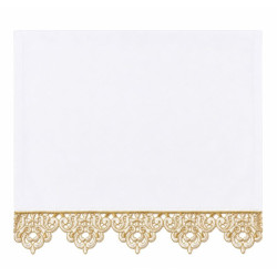 Wit altaarkleed 100 × 150 cm – Goudkleurige zijversiering