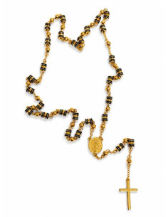 Collar rosario con Medalla Milagrosa en acero inoxidable oro 24K