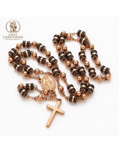 Rosenkranz Jungfrau Maria 72 cm Roségold | Edelstahl